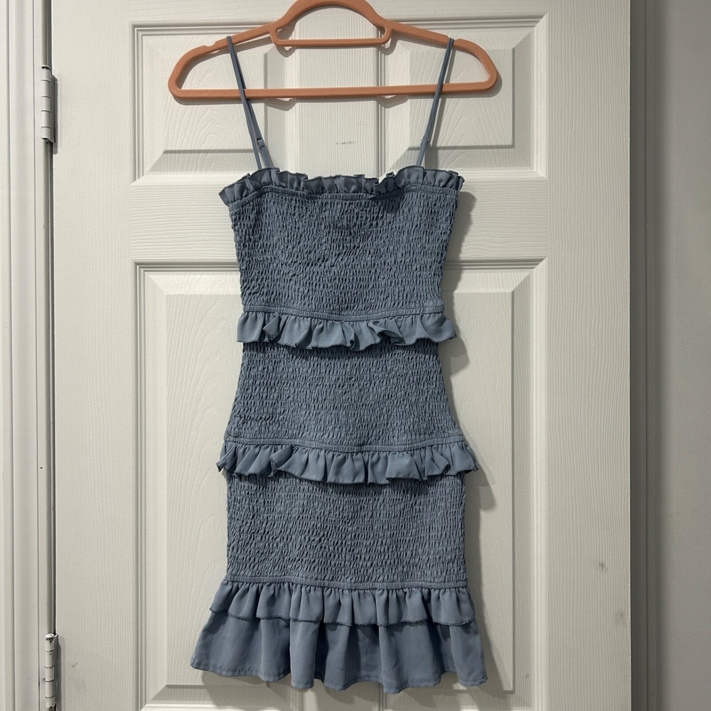 Hello Molly Dress Size Small US 4 Mini Dress Summer Wedding Slate Blue